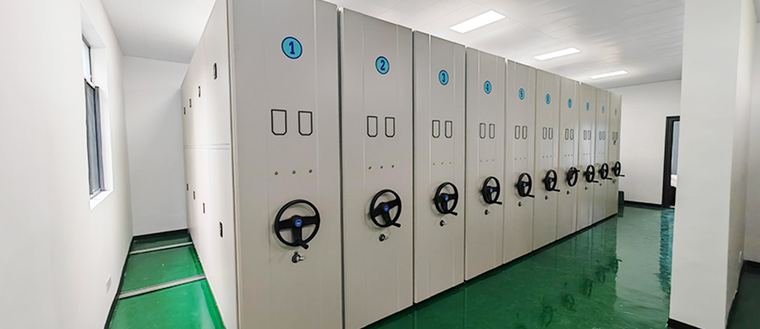 Numbered manual bays with hand wheels · records office