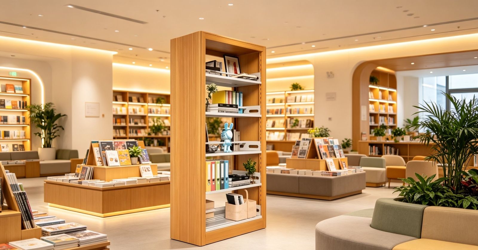 Library bookshelf in a public reading room