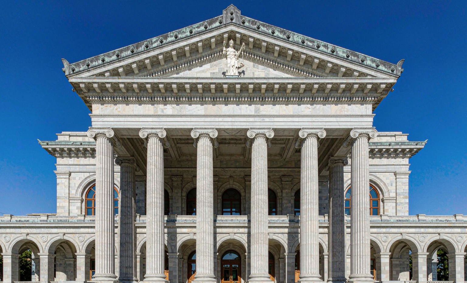 Government archive building with columned facade
