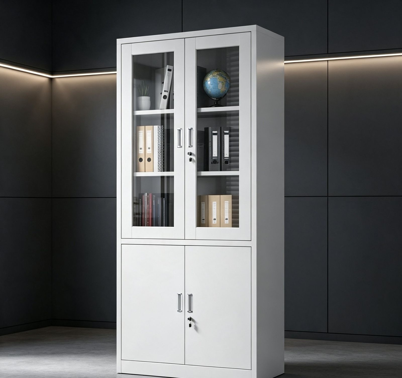 Glass door steel cabinet